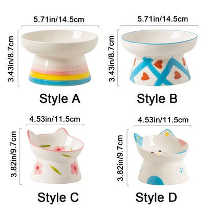The Happy Tail Co™ Premium Ceramic Orthopedic Pet Bowl - Slanted Neck Guard & Anti-Tipping Elevated Feeder