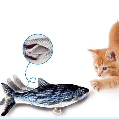 The Happy Tail Co.™ Interactive Flopping Fish Cat Toy - Realistic Motion-Activated Wiggle Fish with Catnip