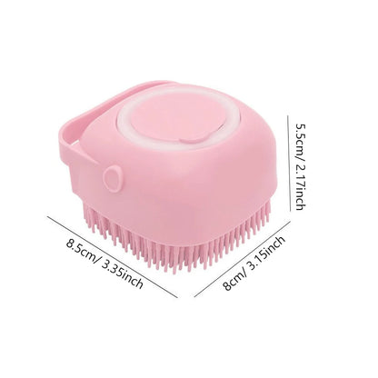 The Happy Tail Co™ 2-in-1 Silicone Pet Bath Brush - Soothing Massage & Shampoo Dispensing Grooming Tool for Dogs & Cats