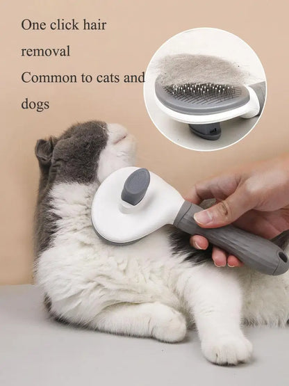 The Happy Tail Co™ One-Click Self-Cleaning Brush - Professional Pet Hair Remover & Soothing Massage Tool