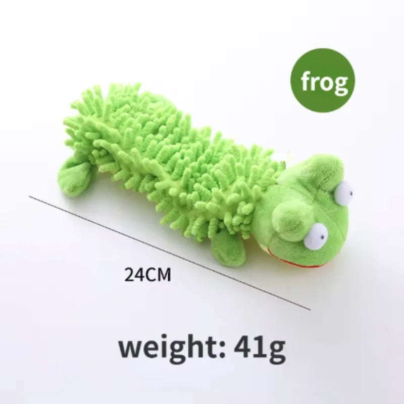 The Happy Tail Co.™ Ultra-Soft Animal Squeaky Chew Toy - Gentle Dental Cleaning Plush for Puppies & Small Breeds