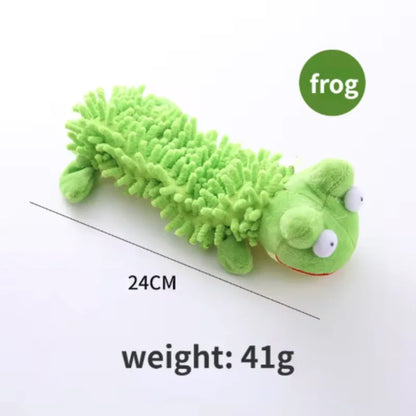 The Happy Tail Co.™ Ultra-Soft Animal Squeaky Chew Toy - Gentle Dental Cleaning Plush for Puppies & Small Breeds