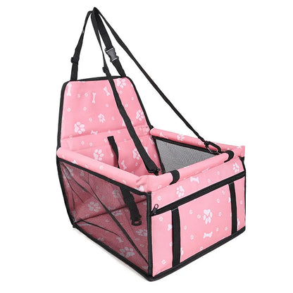 The Happy Tail Co™ Breathable Pet Car Booster Seat - Portable Travel Carrier Basket with Safety Leash for Small Dogs & Cats