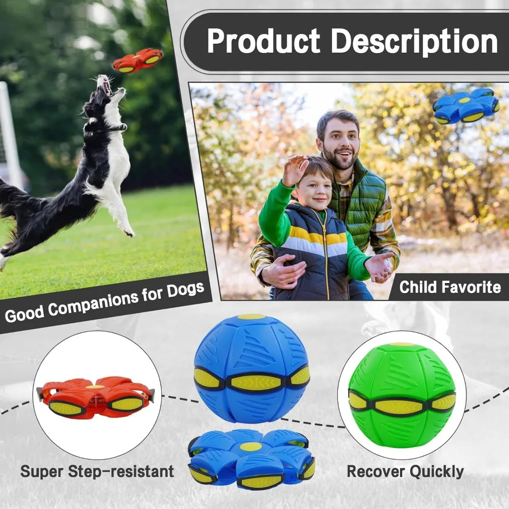 The Happy Tail Co™ 2-in-1 Flying Saucer Ball - Interactive Magic Disc Toy for Outdoor Dog Games
