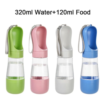 The Happy Tail Co™ Portable 2-in-1 Pet Water Bottle & Food Container - Leak-Proof Travel Dispenser for Dogs & Cats