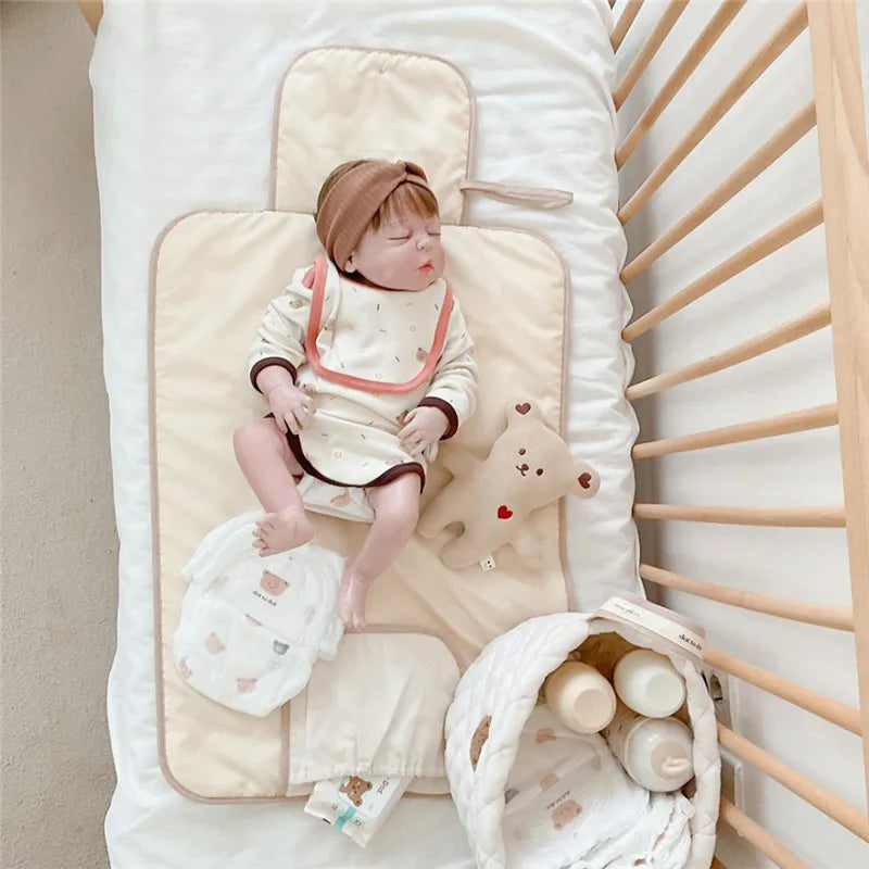 The Happy Tail Co Portable Foldable Waterproof Diaper Changing Pad - Travel Friendly Nappy Floor Change Play Mat