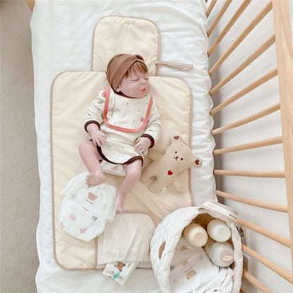 The Happy Tail Co Portable Foldable Waterproof Diaper Changing Pad - Travel Friendly Nappy Floor Change Play Mat