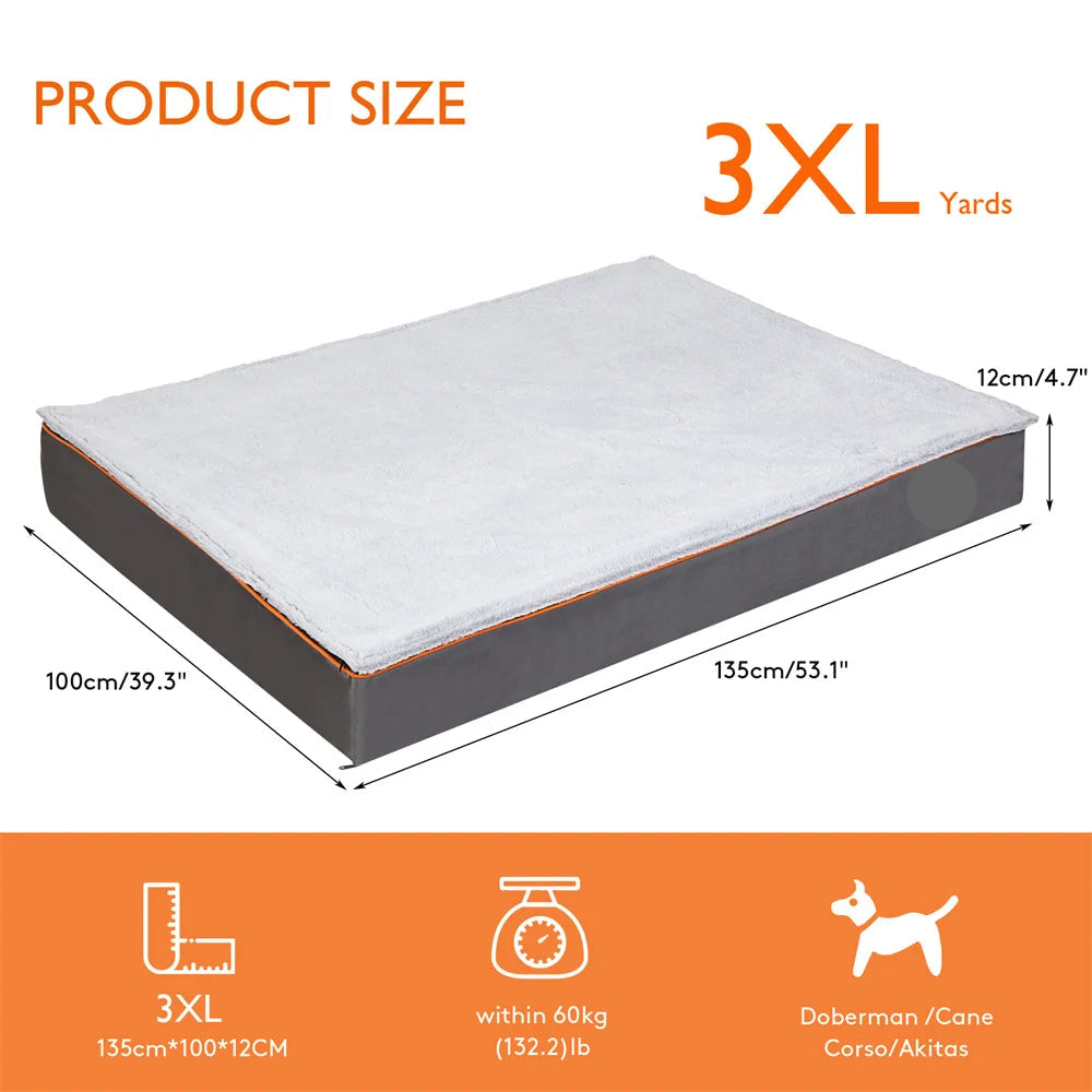 The Happy Tail Co Premium Orthopedic Memory Foam Dog Bed - Waterproof & Washable Deluxe Pet Mattress with Orange Trim