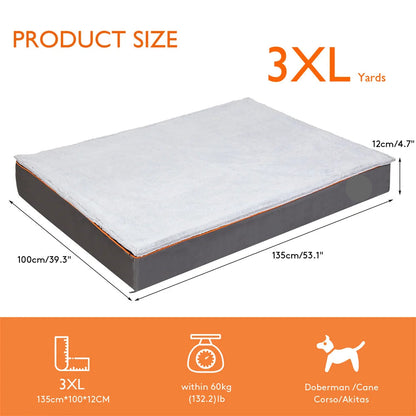 The Happy Tail Co Premium Orthopedic Memory Foam Dog Bed - Waterproof & Washable Deluxe Pet Mattress with Orange Trim