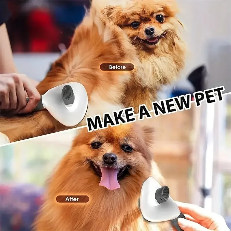 The Happy Tail Co™ One-Click Self-Cleaning Brush - Professional Pet Hair Remover & Soothing Massage Tool
