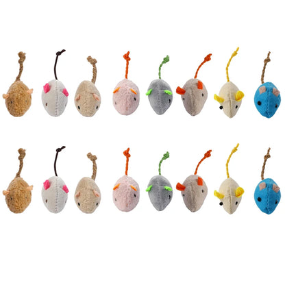 The Happy Tail Co™ 16-Piece Interactive Cat Mice Toy Set - Soft Plush Catnip-Filled Play Mice for Indoor Kittens
