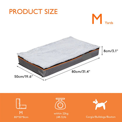 The Happy Tail Co Premium Orthopedic Memory Foam Dog Bed - Waterproof & Washable Deluxe Pet Mattress with Orange Trim