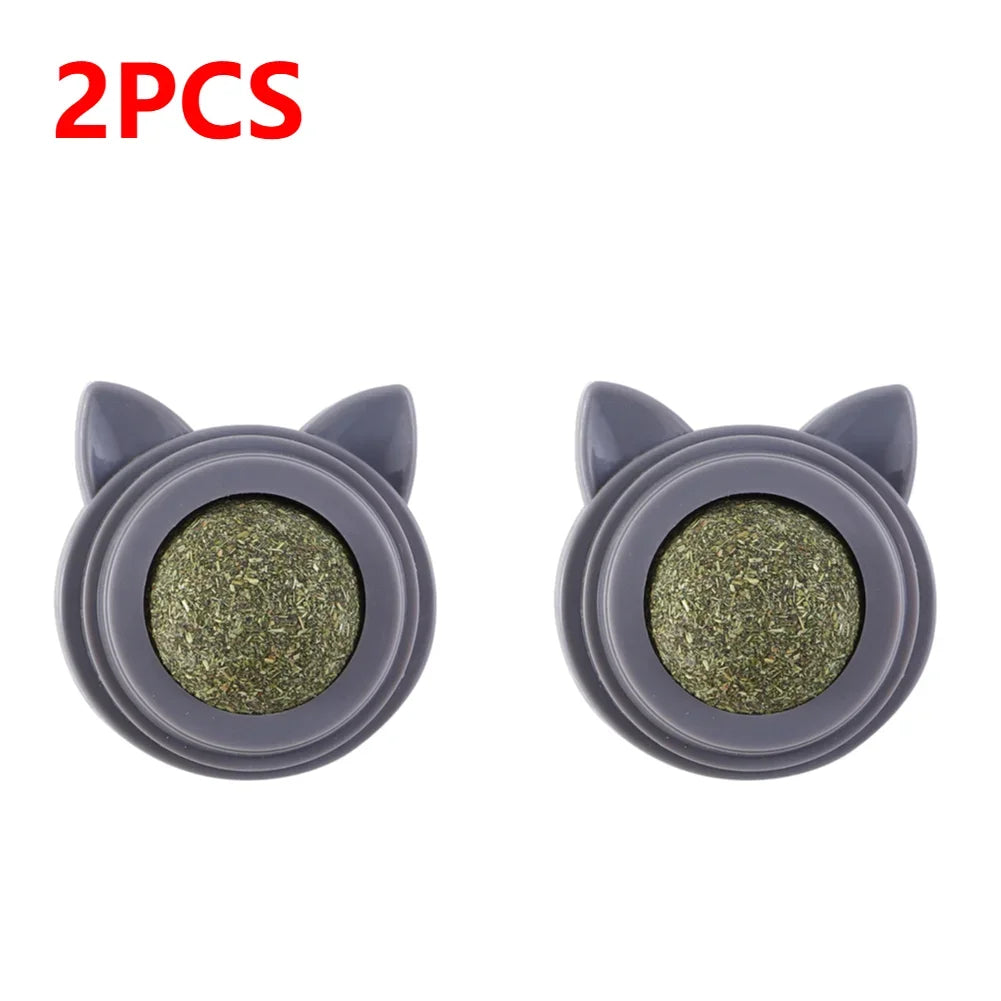 The Happy Tail Co.™ 3-Piece Rotatable Catnip Wall Balls - Natural Licking Snacks for Dental Cleaning & Anxiety Relief