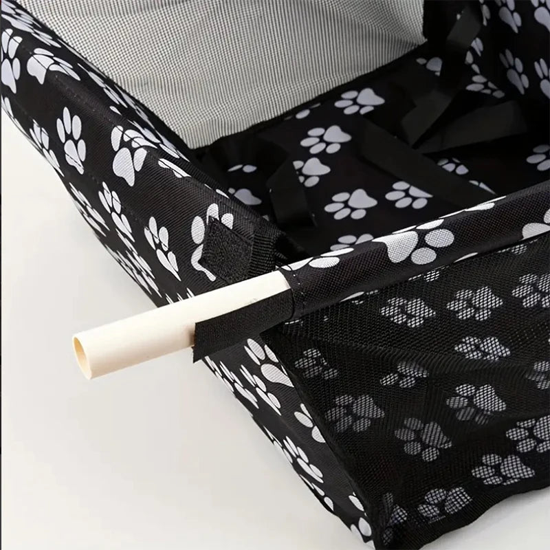 The Happy Tail Co™ Breathable Pet Car Booster Seat - Portable Travel Carrier Basket with Safety Leash for Small Dogs & Cats