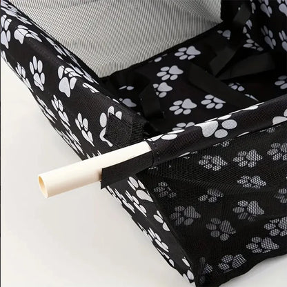 The Happy Tail Co™ Breathable Pet Car Booster Seat - Portable Travel Carrier Basket with Safety Leash for Small Dogs & Cats