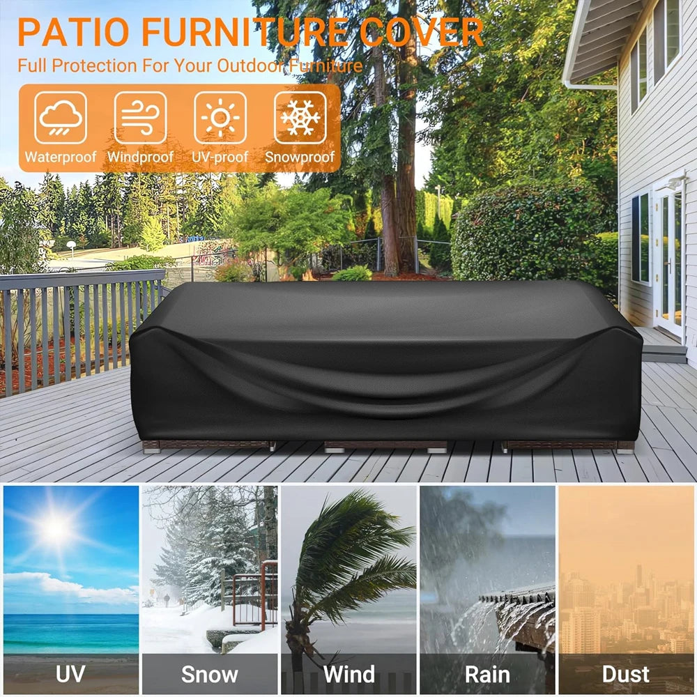 The Happy Tail Co 210D Oxford Waterproof Furniture Cover - Heavy Duty Dustproof & Windproof Outdoor Patio Protector