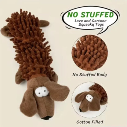 The Happy Tail Co.™ Ultra-Soft Animal Squeaky Chew Toy - Gentle Dental Cleaning Plush for Puppies & Small Breeds