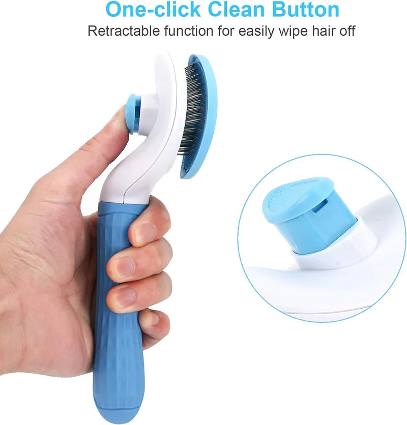 The Happy Tail Co™ One-Click Self-Cleaning Brush - Professional Pet Hair Remover & Soothing Massage Tool