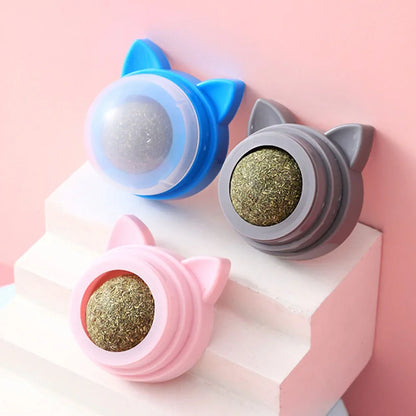 The Happy Tail Co.™ 3-Piece Rotatable Catnip Wall Balls - Natural Licking Snacks for Dental Cleaning & Anxiety Relief