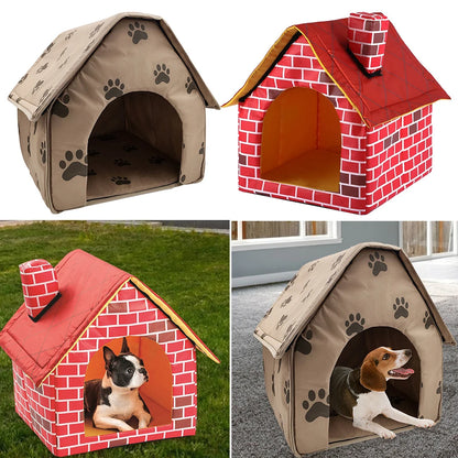 The Happy Tail Co™ Cozy Cartoon Pet House - Soft Washable Dog Cave & Warm Kitten Nest for Indoor Winter