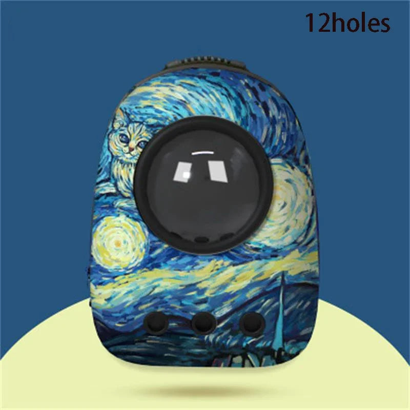 The Happy Tail Co™ Breathable Space Capsule Pet Backpack - Panoramic View Travel Sling Bag for Cats & Small Dogs