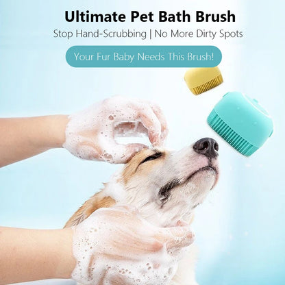 The Happy Tail Co™ 2-in-1 Silicone Pet Bath Brush - Soothing Massage & Shampoo Dispensing Grooming Tool for Dogs & Cats