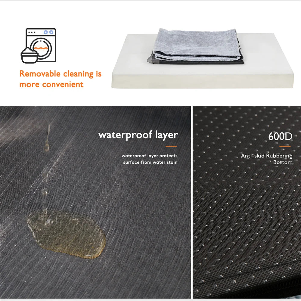 The Happy Tail Co Premium Orthopedic Memory Foam Dog Bed - Waterproof & Washable Deluxe Pet Mattress with Orange Trim