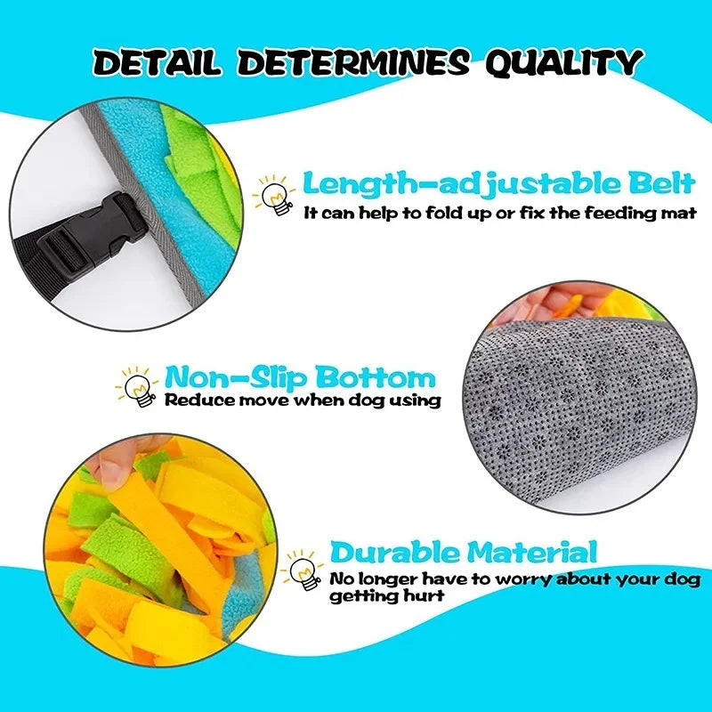 The Happy Tail Co.™ Interactive Dog Snuffle Mat - Mental Stimulation & Stress Relief Feeding Mat