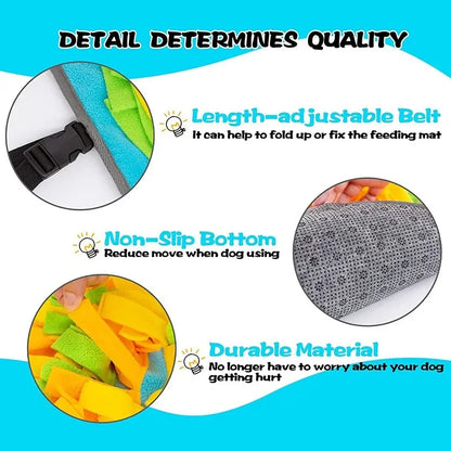 The Happy Tail Co.™ Interactive Dog Snuffle Mat - Mental Stimulation & Stress Relief Feeding Mat