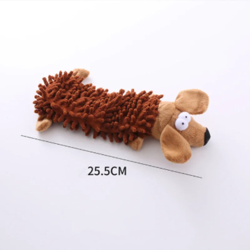 The Happy Tail Co.™ Ultra-Soft Animal Squeaky Chew Toy - Gentle Dental Cleaning Plush for Puppies & Small Breeds