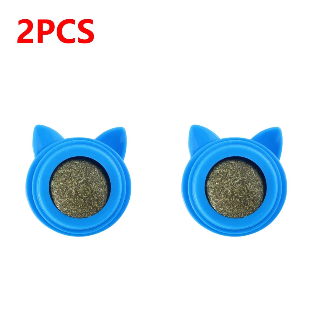 The Happy Tail Co.™ 3-Piece Rotatable Catnip Wall Balls - Natural Licking Snacks for Dental Cleaning & Anxiety Relief
