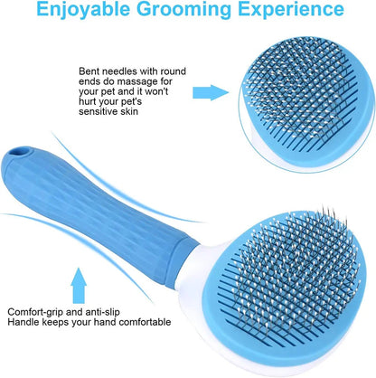 The Happy Tail Co™ One-Click Self-Cleaning Brush - Professional Pet Hair Remover & Soothing Massage Tool