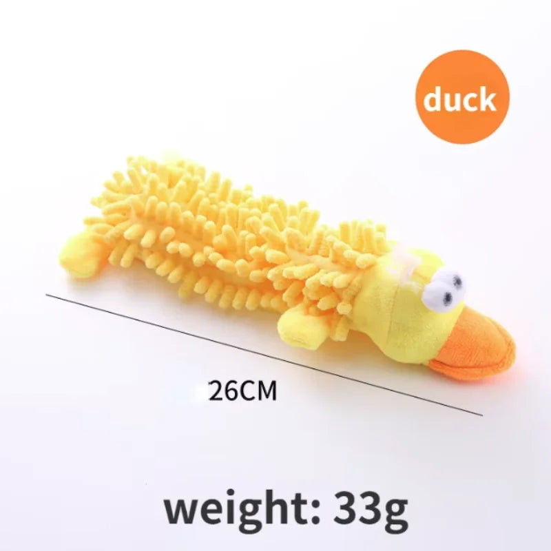 The Happy Tail Co.™ Ultra-Soft Animal Squeaky Chew Toy - Gentle Dental Cleaning Plush for Puppies & Small Breeds