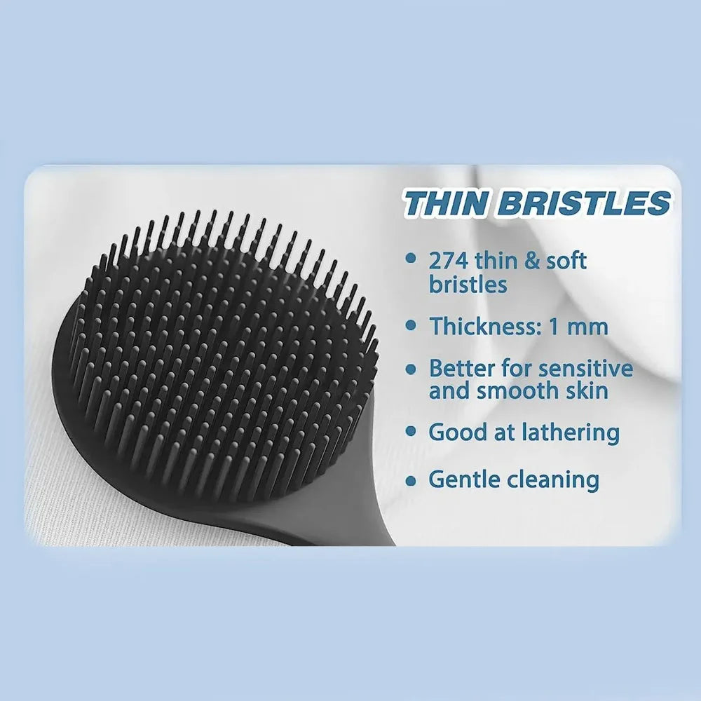 The Happy Tail Co 2Pcs Premium Silicone Bath Brush Set - Soft Body Scrubber with Long Handle for Deep Cleansing & Massage