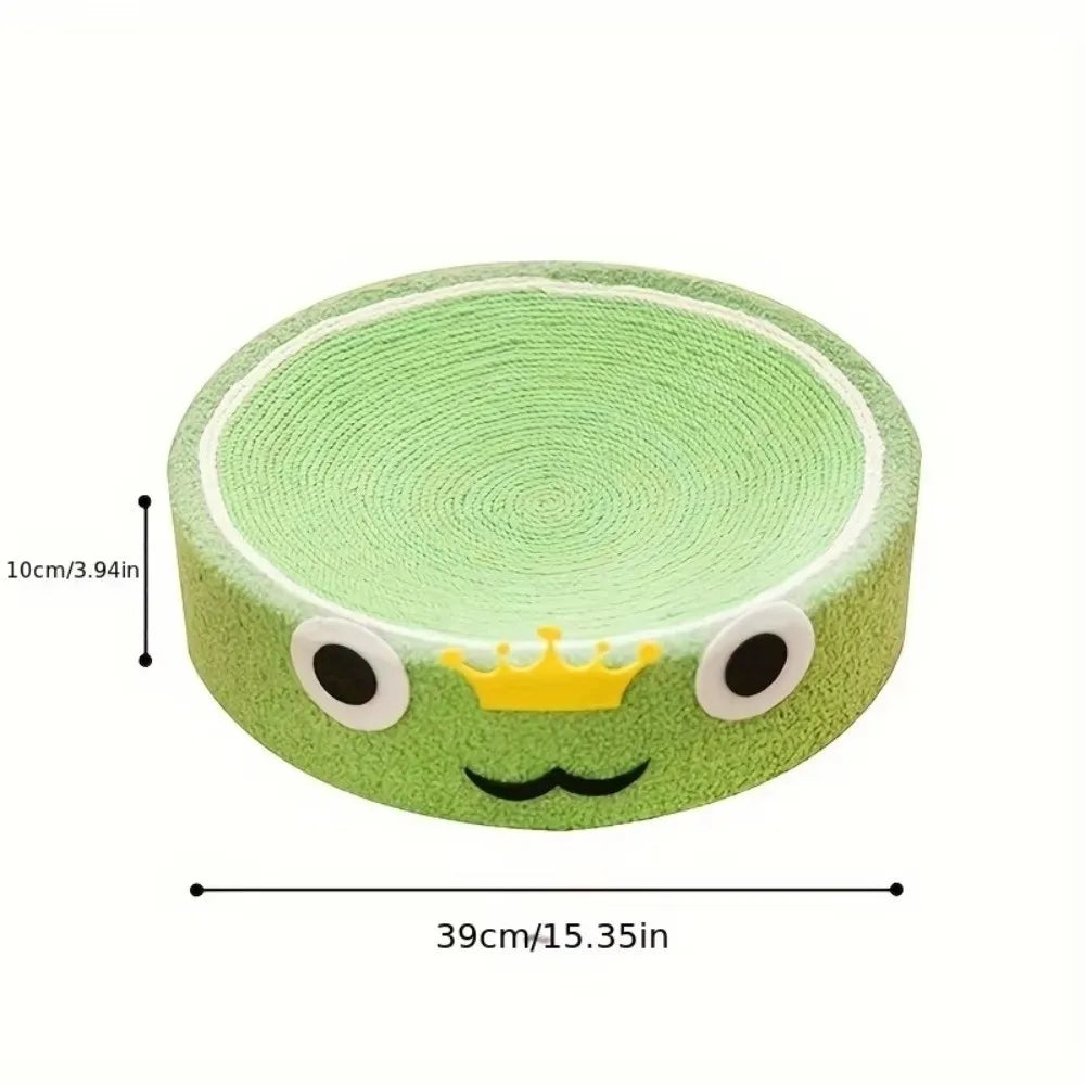 The Happy Tail Co 2-in-1 Premium Round Cat Scratching Board - Wear-Resistant Sisal Fabric Pet Toy & Lounge Bed