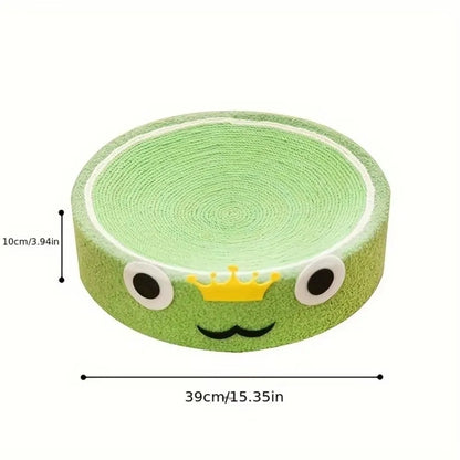 The Happy Tail Co 2-in-1 Premium Round Cat Scratching Board - Wear-Resistant Sisal Fabric Pet Toy & Lounge Bed