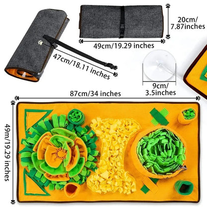 The Happy Tail Co.™ Interactive Dog Snuffle Mat - Mental Stimulation & Stress Relief Feeding Mat