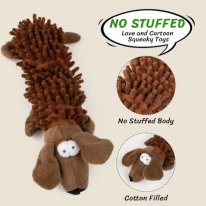 The Happy Tail Co.™ Ultra-Soft Animal Squeaky Chew Toy - Gentle Dental Cleaning Plush for Puppies & Small Breeds