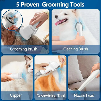 The Happy Tail Co Pro-Grooming Vacuum Kit - 5-in-1 Professional Pet Hair Trimmer & Shedding System