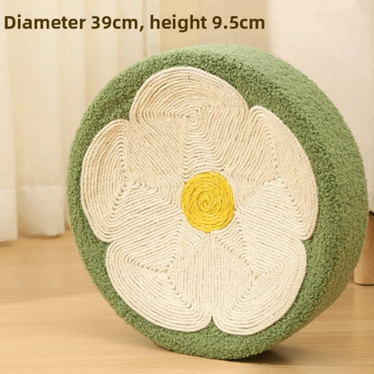 The Happy Tail Co 2-in-1 Premium Round Cat Scratching Board - Wear-Resistant Sisal Fabric Pet Toy & Lounge Bed