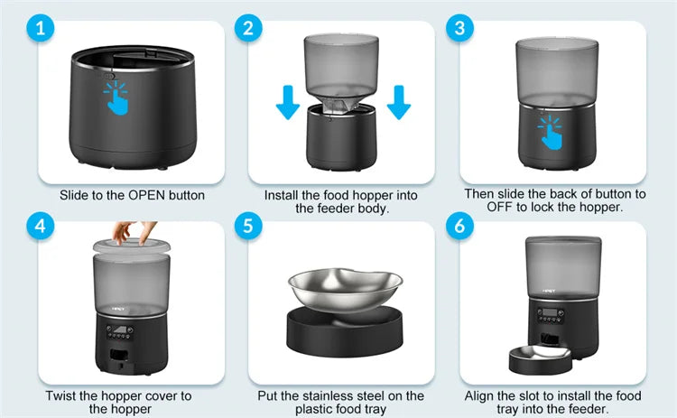 The Happy Tail Co™ Smart Automatic Pet Feeder - 4L Customizable Meal Planner with Stainless Steel Bowl