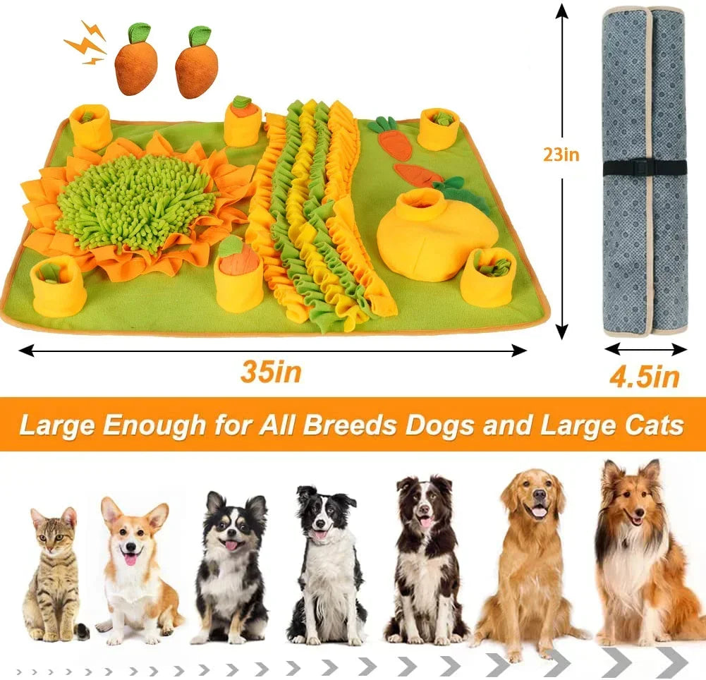 The Happy Tail Co.™ Interactive Dog Snuffle Mat - Mental Stimulation & Stress Relief Feeding Mat