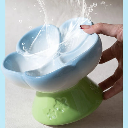 The Happy Tail Co™ Premium Ceramic Slow Feeder - Elevated Flower Design Anti-Choke Pet Bowl for Healthy Digestion
