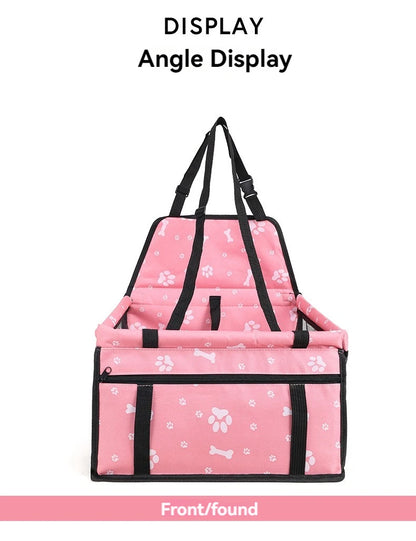 The Happy Tail Co™ Breathable Pet Car Booster Seat - Portable Travel Carrier Basket with Safety Leash for Small Dogs & Cats