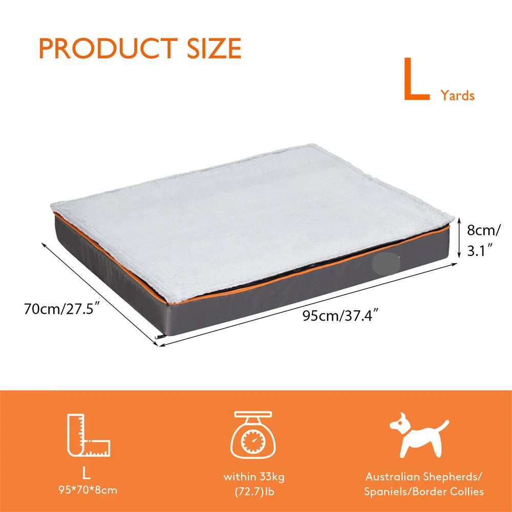 The Happy Tail Co Premium Orthopedic Memory Foam Dog Bed - Waterproof & Washable Deluxe Pet Mattress with Orange Trim