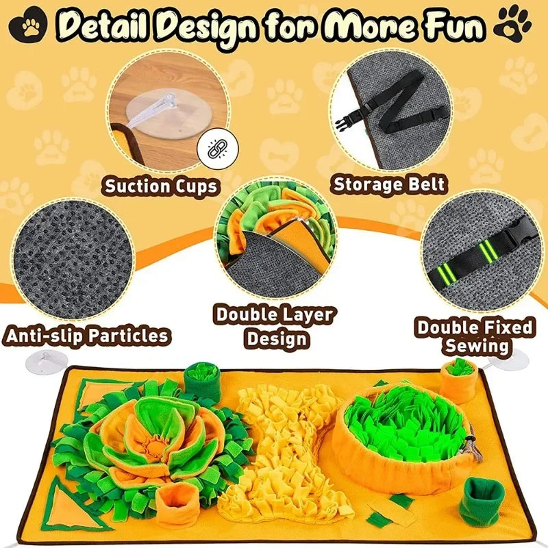 The Happy Tail Co.™ Interactive Dog Snuffle Mat - Mental Stimulation & Stress Relief Feeding Mat