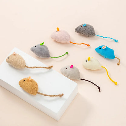 The Happy Tail Co™ 16-Piece Interactive Cat Mice Toy Set - Soft Plush Catnip-Filled Play Mice for Indoor Kittens