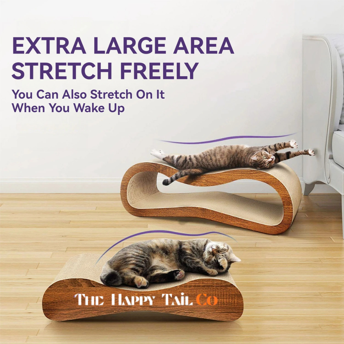 The Happy Tail Co™ 2-in-1 Luxury Cat Scratcher Lounge & Bed - Durable Cardboard Furniture Protector for Healthy Claws