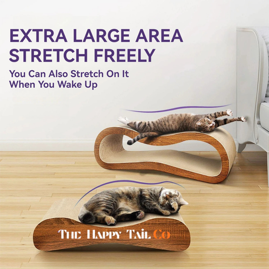 The Happy Tail Co™ 2-in-1 Luxury Cat Scratcher Lounge & Bed - Durable Cardboard Furniture Protector for Healthy Claws