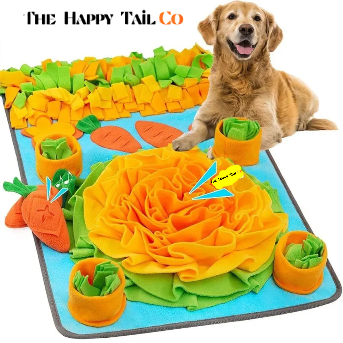 The Happy Tail Co.™ Interactive Dog Snuffle Mat - Mental Stimulation & Stress Relief Feeding Mat